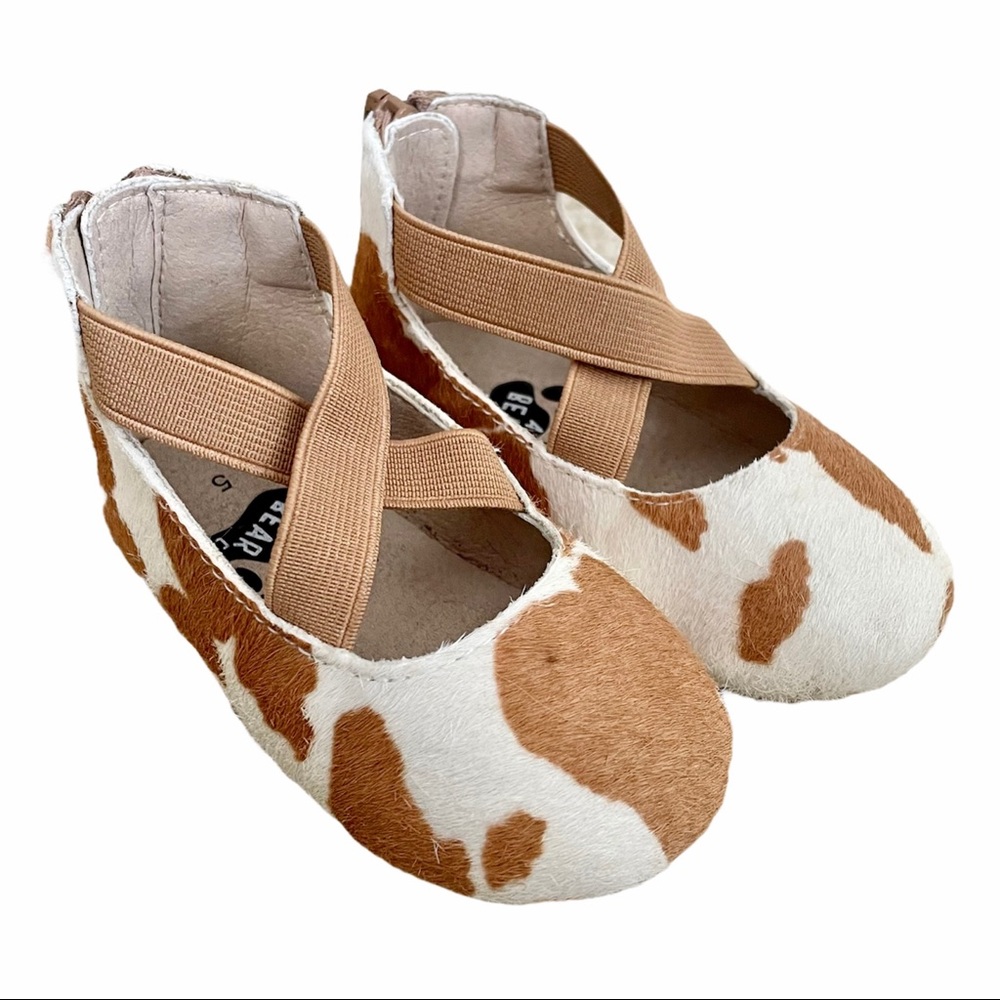A Bear Co Brown Cow Mohair Ballet Flats